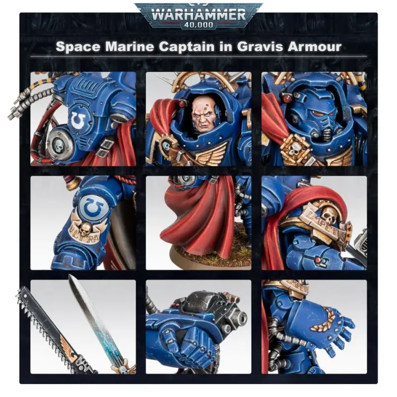 Captain in gravis armour, space marines, warhammer 40k, games workshop, model 48-70